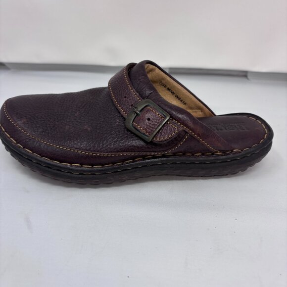 Born Brown Leather slip-on clog mule wedge shoes Woman's size 7 - Picture 11 of 16